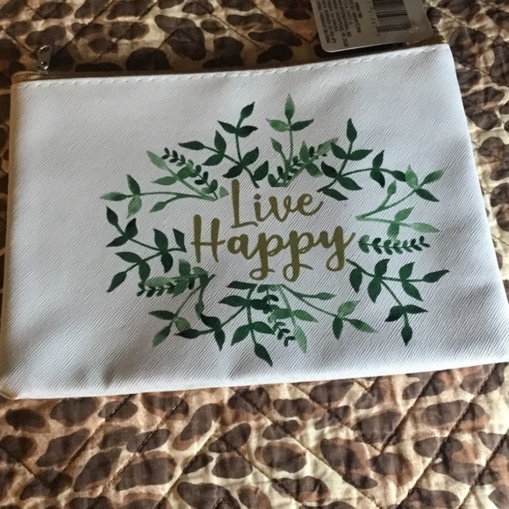 LIVE HAPPY Cosmetic Case Bag Positive Saying